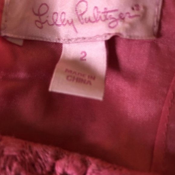 Lily Pulitzer Pink Lace and Stitched Flower Cocktail Dress - Picture 6 of 8